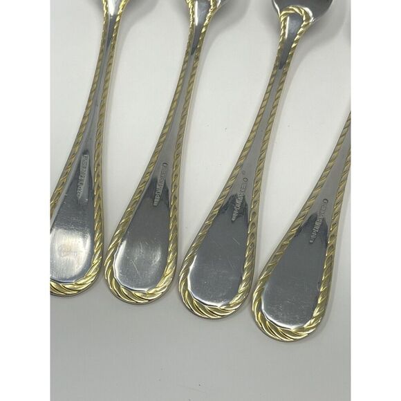 Oneida GOLDEN BELMONT Stainless Rope Edge Gold Dinner Forks 8 1/8” Set Of 4 - Picture 6 of 7